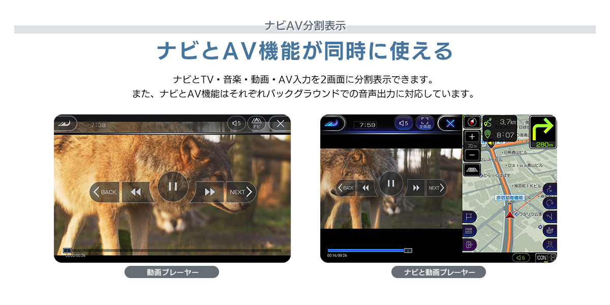 ナビAV分割表示