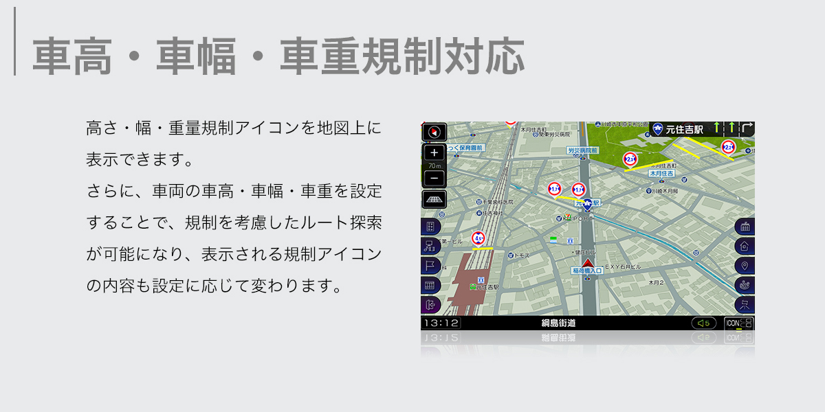 車高・車幅・車重規制対応